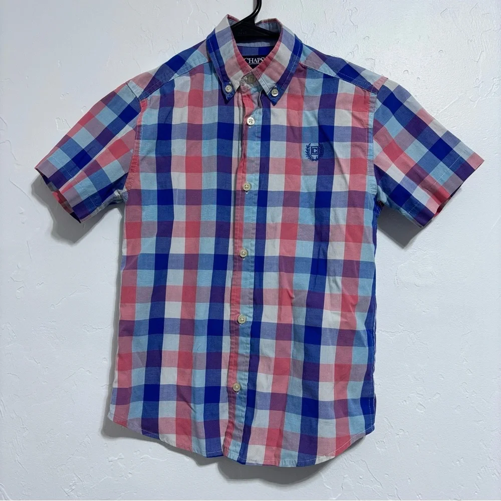 Chaps Ralph Lauren Boys Lot of 2 Size 8 Plaid Button Front Short Sleeve Shirt